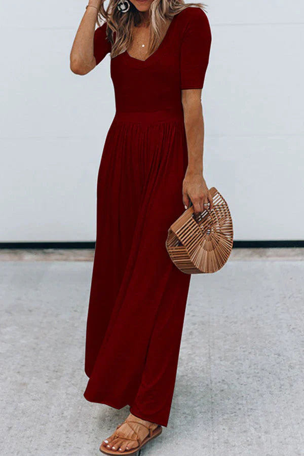 Summer Women's Short Sleeve V Neck Jumpsuit - VogeLuxe