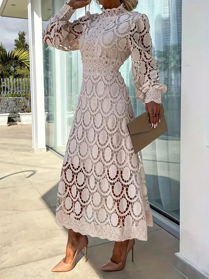 Elegant Floral Women's Lace Dress - VogeLuxe