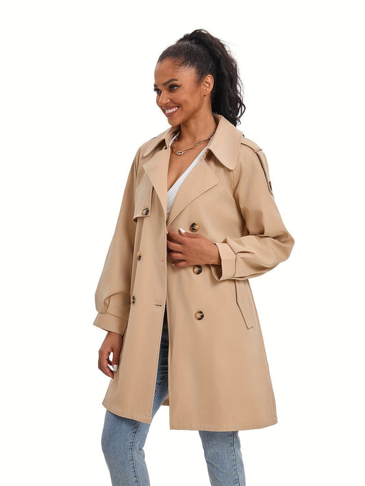 Classic Ladies Double Breasted Waterproof Trench Coat - VogeLuxe