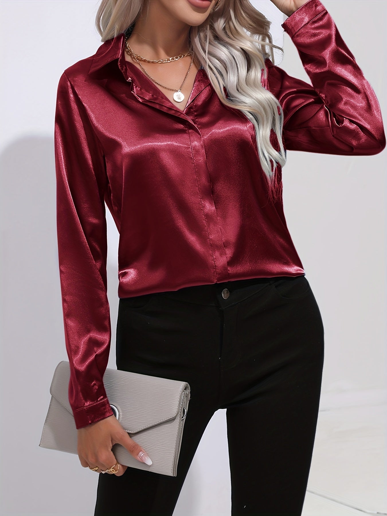 Classic Ladies Satin Shirt with Feminine Fit