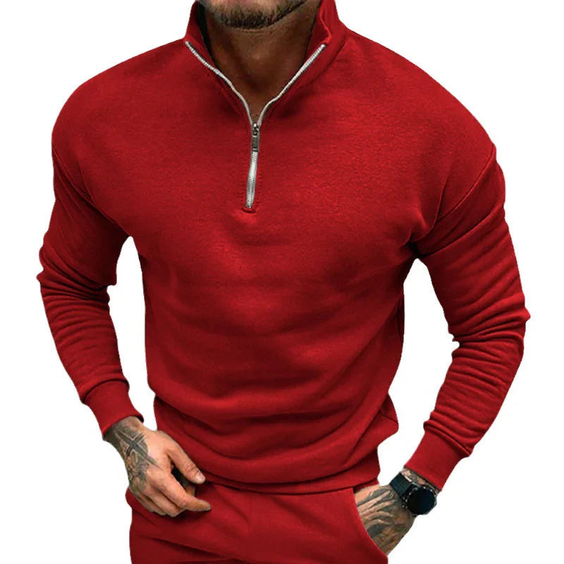 Warm Men's Zip Up Long Sleeve Winter Sweater