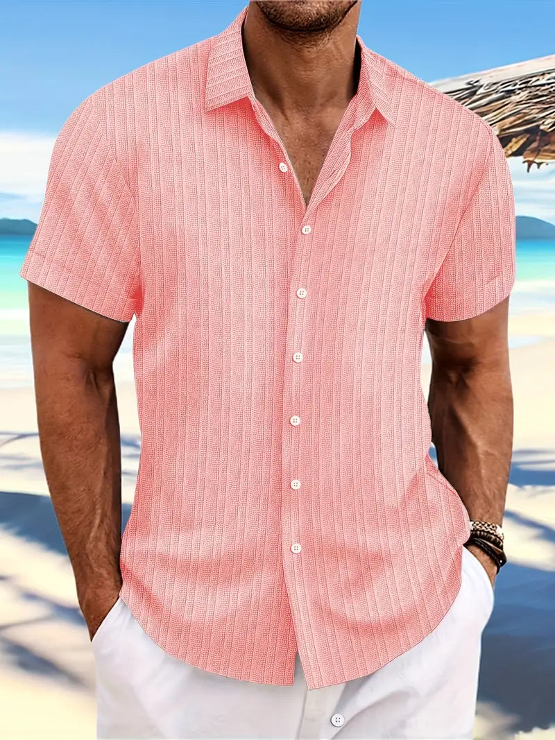 Relaxed Fit Striped Cotton Men's Shirt