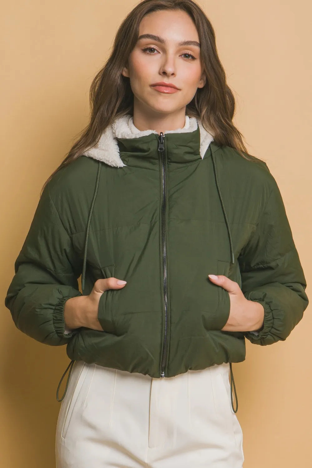 Fleece Lined Short Reversible Hooded Zip Jacket - BritishElegance