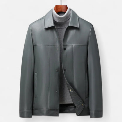 Men's Classic Faux Leather Polo Jacket