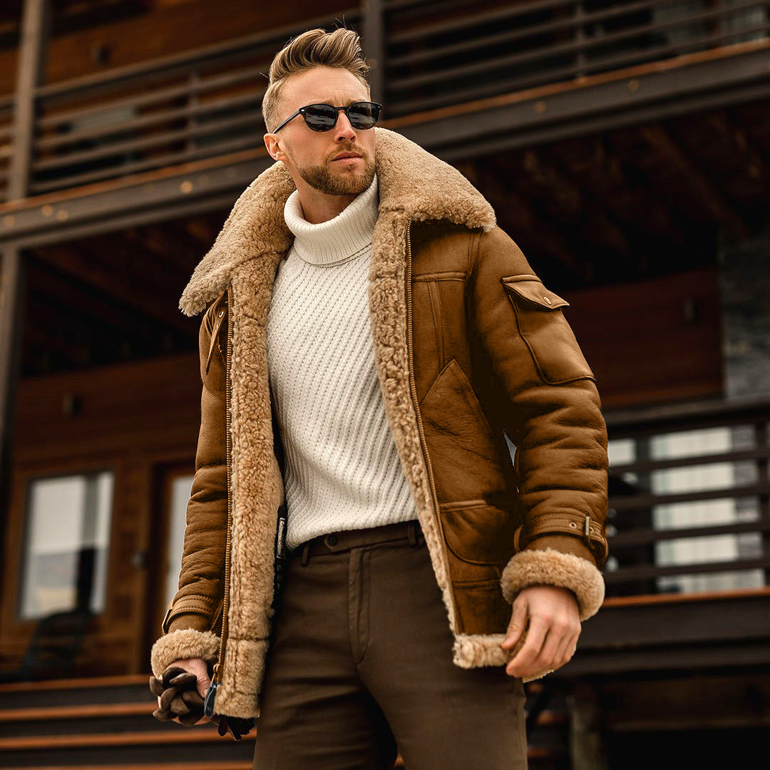 Luxury Men's Sheepskin Pilot Jacket