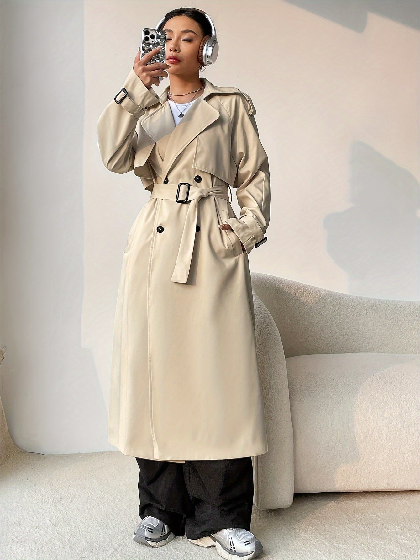 Classic Waterproof Women's Trench Coat Mid Length