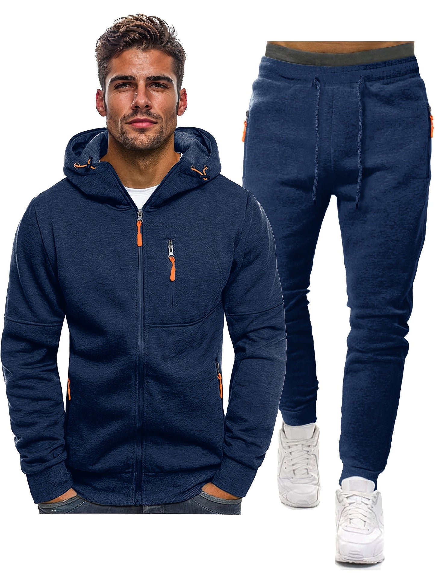 Relaxed Fit Hoodie Tracksuit Set for Men