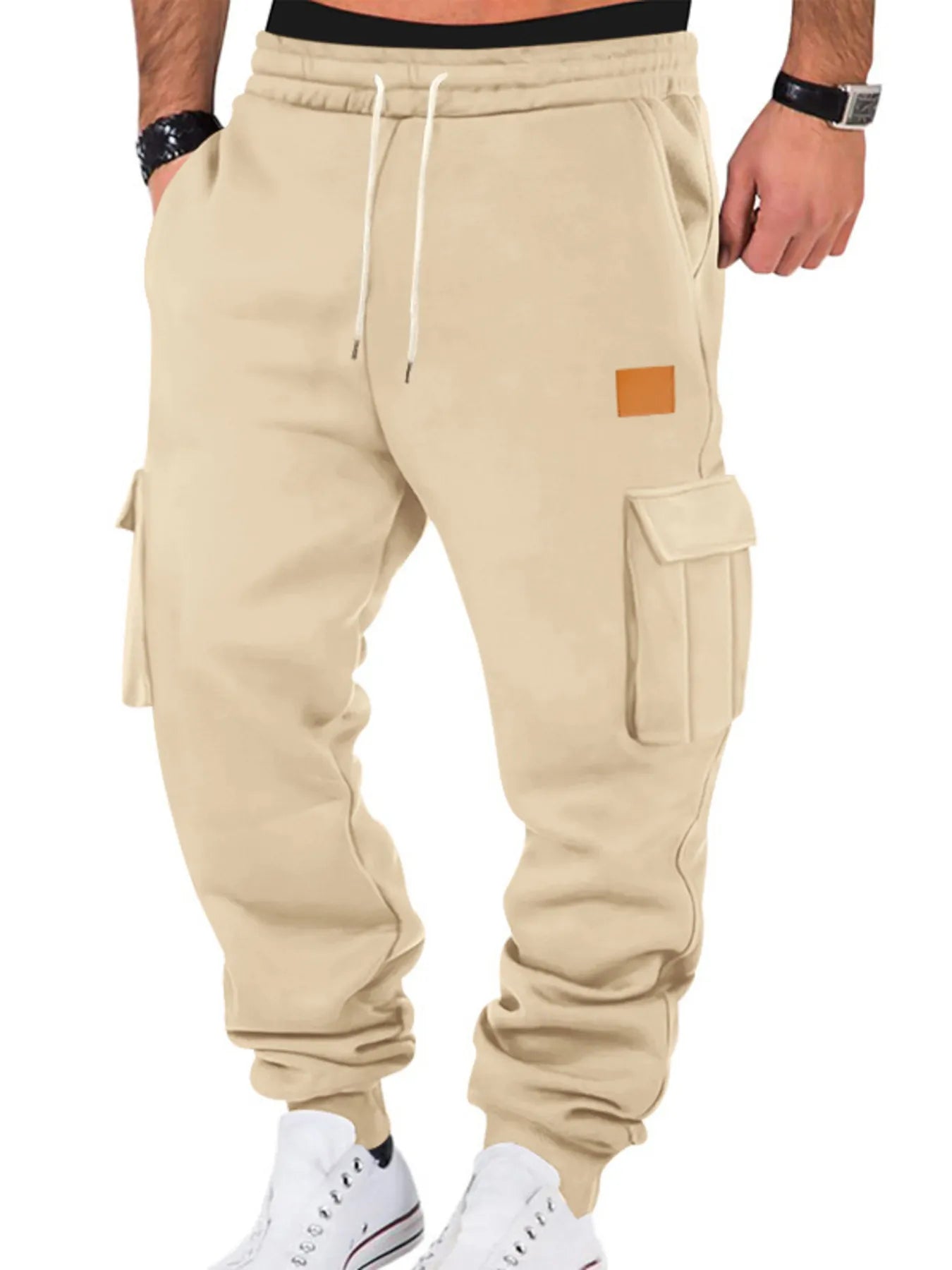 Men's Relaxed Fit Elastic Waist Cargo Joggers Plus Size - BritishElegance