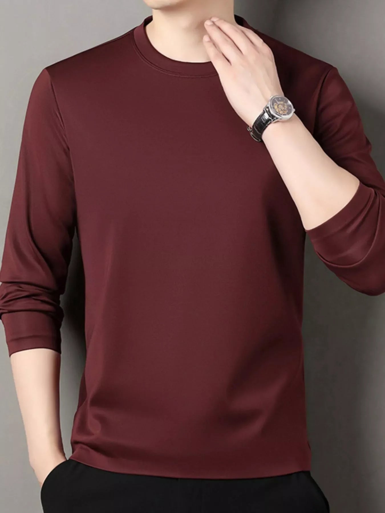 Relaxed Fit Mens Long Sleeve Tee Shirt