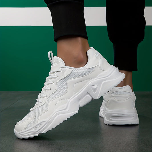 Classic Cushioning Thick White Mens Sneakers - VogeLuxe