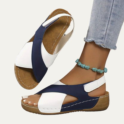 VogeLuxe | Women’s Low Wedge Sandal with Criss Cross Toe Design