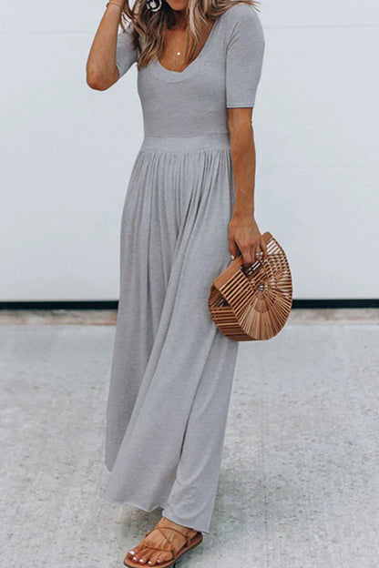 Summer Women's Short Sleeve V Neck Jumpsuit