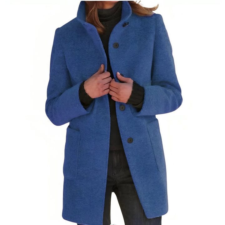 Lungo Cappotto Donna Caldo Invernale con Collo Alto