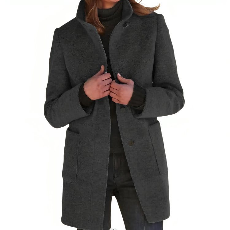 Lungo Cappotto Donna Caldo Invernale con Collo Alto