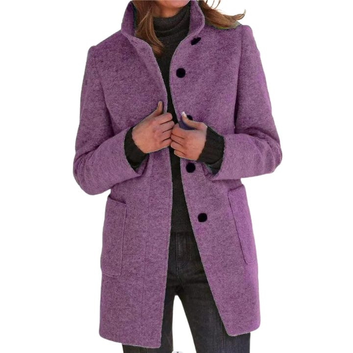 Lungo Cappotto Donna Caldo Invernale con Collo Alto