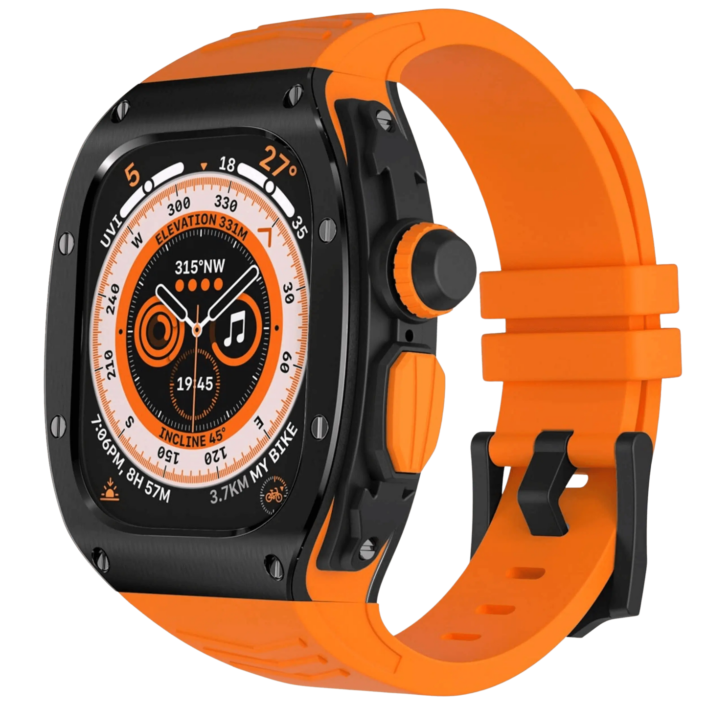 Durable Metal Case and Rubber Strap for Apple Watch Ultra