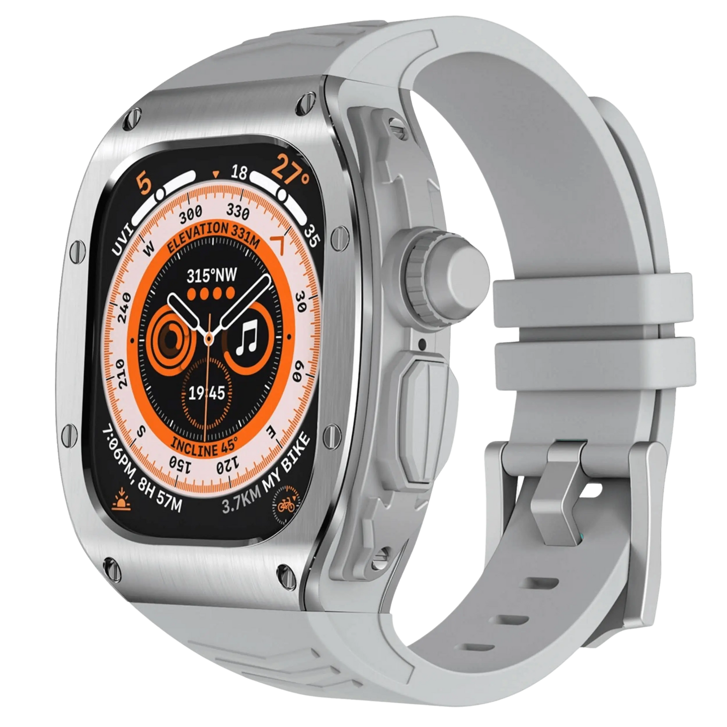 Durable Metal Case and Rubber Strap for Apple Watch Ultra