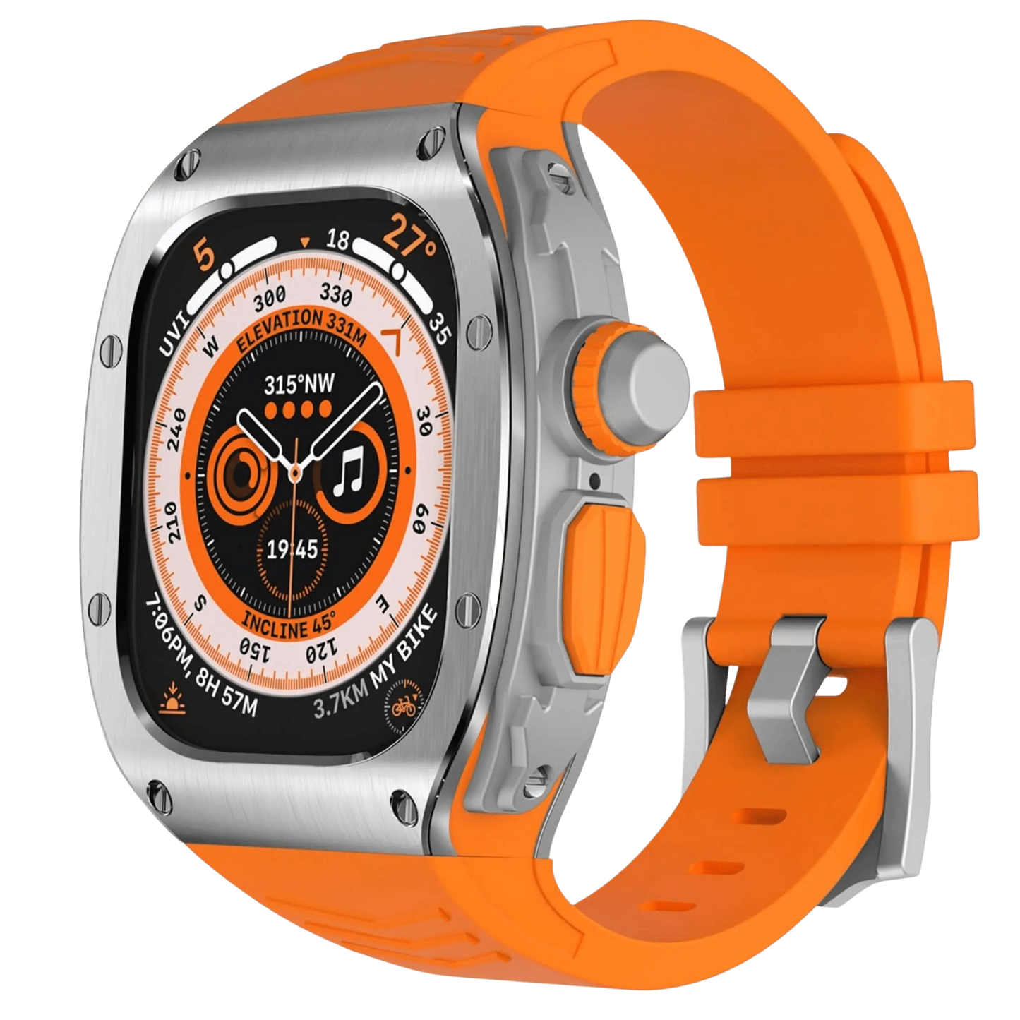 Durable Metal Case and Rubber Strap for Apple Watch Ultra