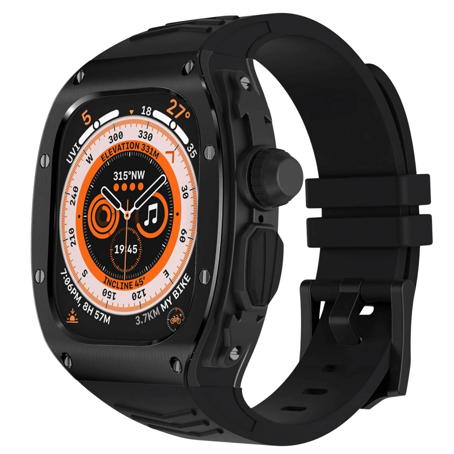 Durable Metal Case and Rubber Strap for Apple Watch Ultra
