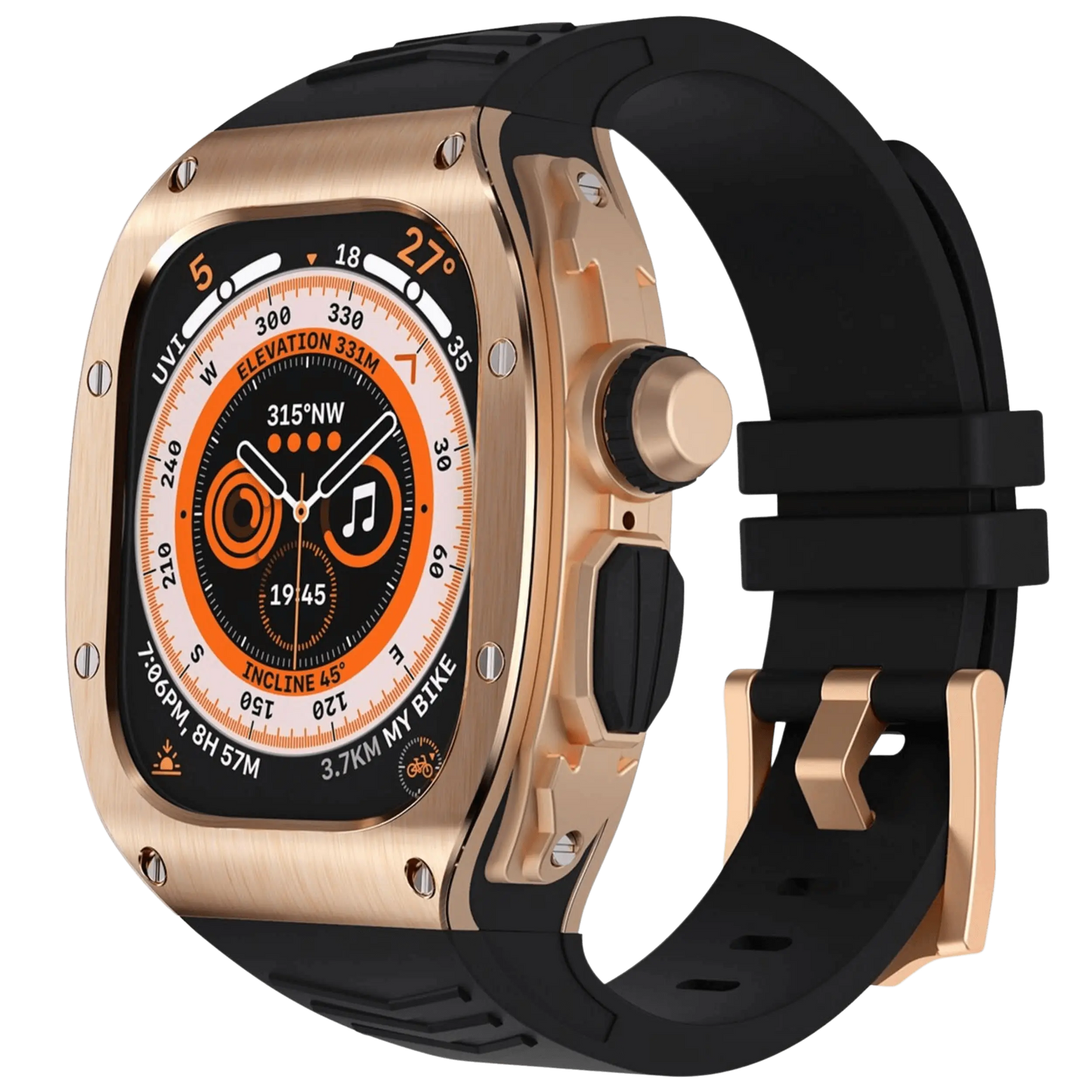 Durable Metal Case and Rubber Strap for Apple Watch Ultra