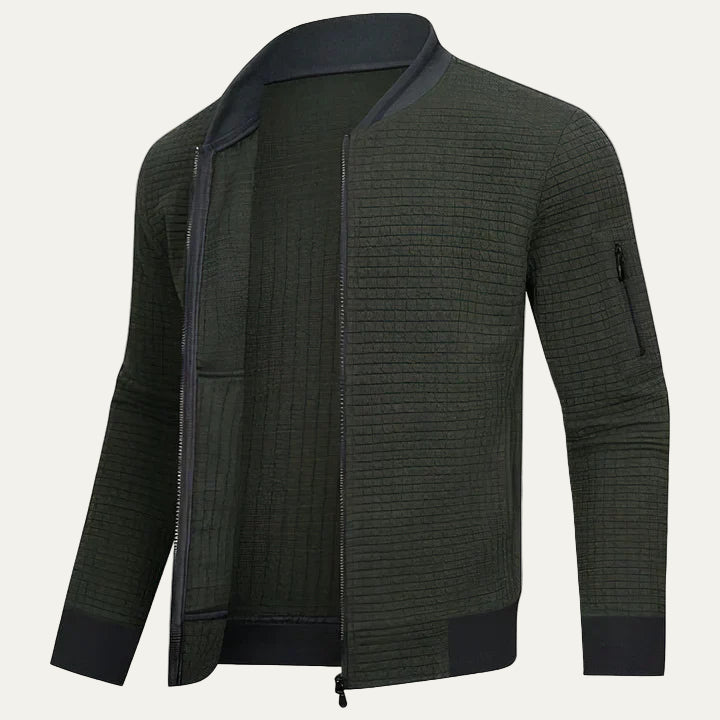 VogeLuxe | Men’s Textured Quilted Zip Bomber Jacket