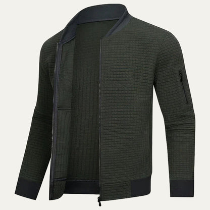 VogeLuxe | Men’s Textured Quilted Zip Bomber Jacket
