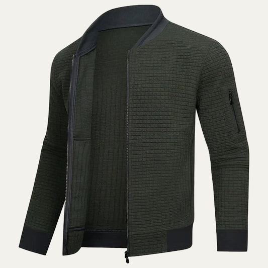 VogeLuxe | Men’s Textured Quilted Zip Bomber Jacket