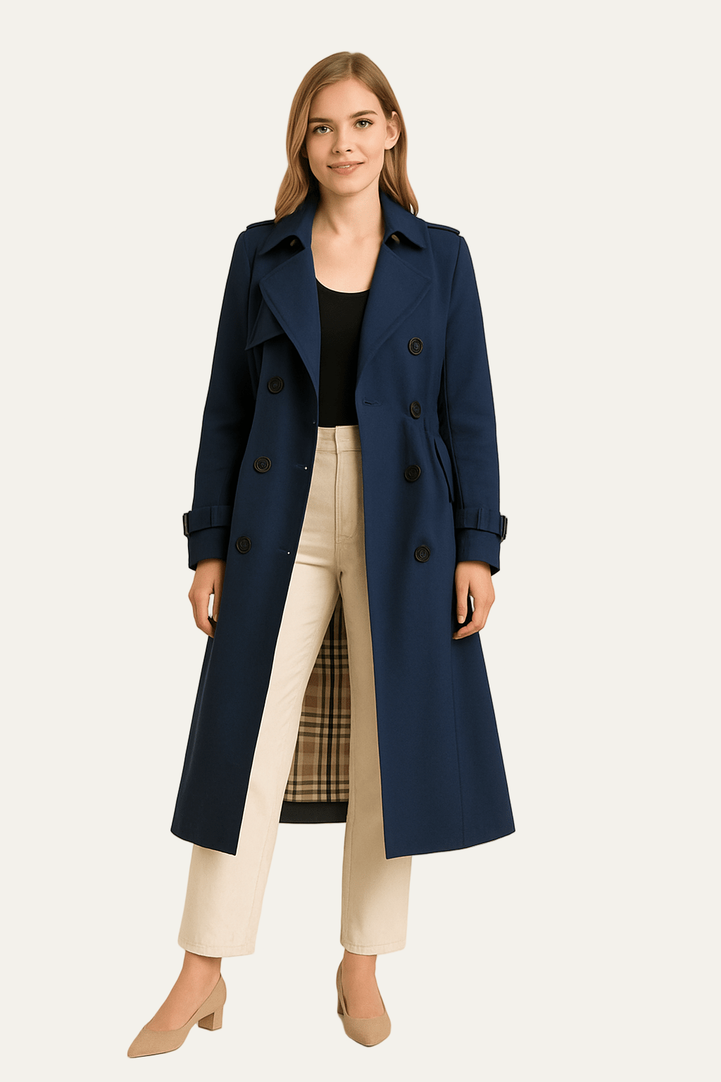 VogeLuxe | Women’s Double Breasted Long Trench Coat