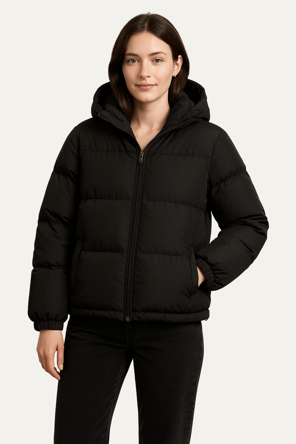 VogeLuxe | Women’s Short Hooded Minimalist Puffer Jacket