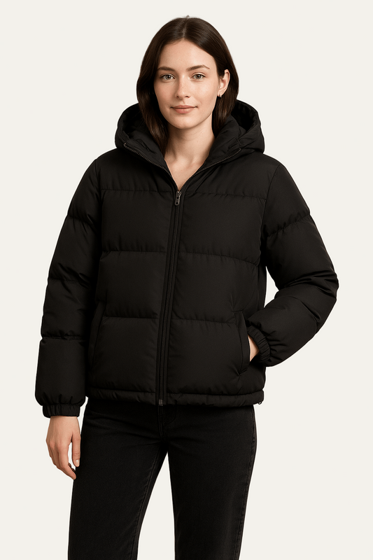 VogeLuxe | Women’s Short Hooded Minimalist Puffer Jacket