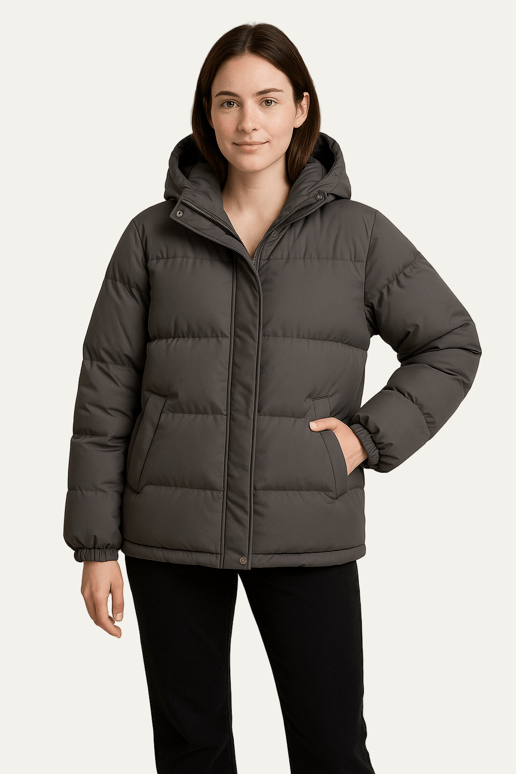 VogeLuxe | Women’s Short Hooded Minimalist Puffer Jacket