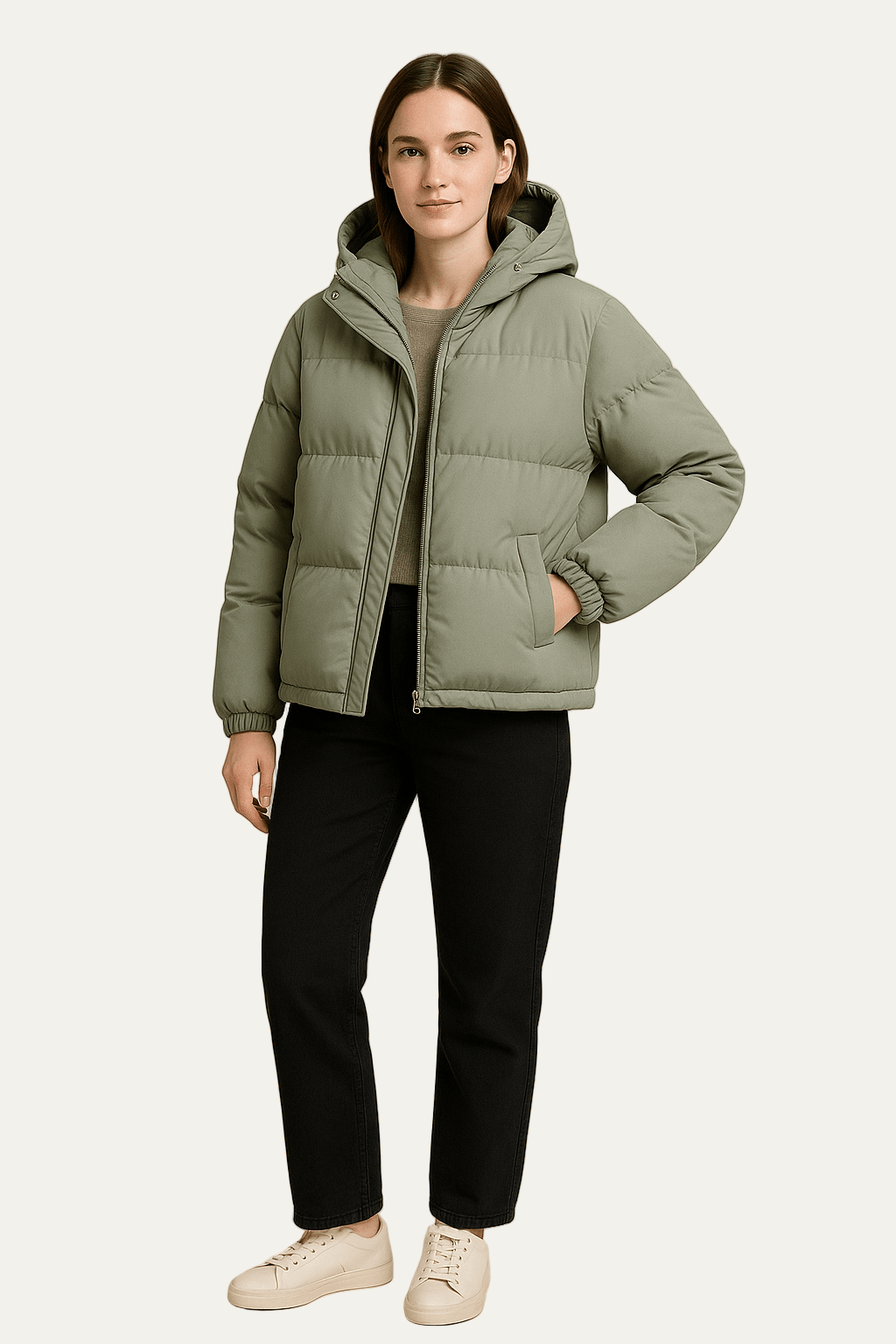 VogeLuxe | Women’s Short Hooded Minimalist Puffer Jacket