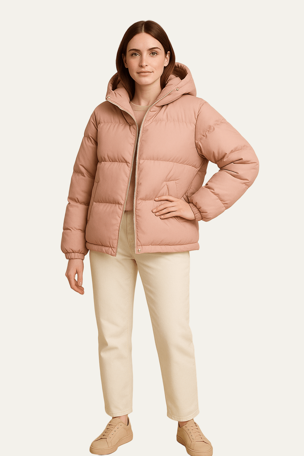 VogeLuxe | Women’s Short Hooded Minimalist Puffer Jacket