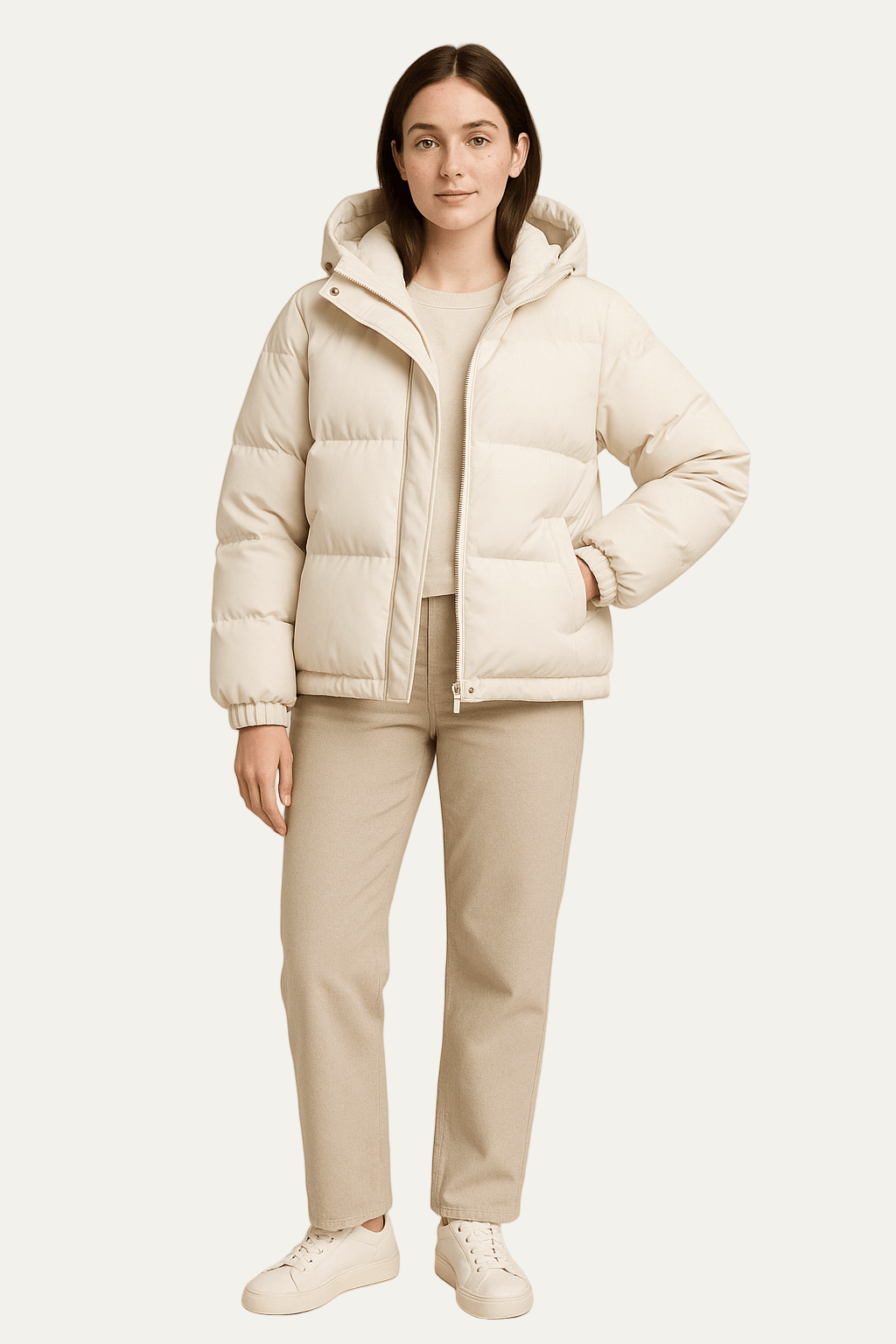 VogeLuxe | Women’s Short Hooded Minimalist Puffer Jacket