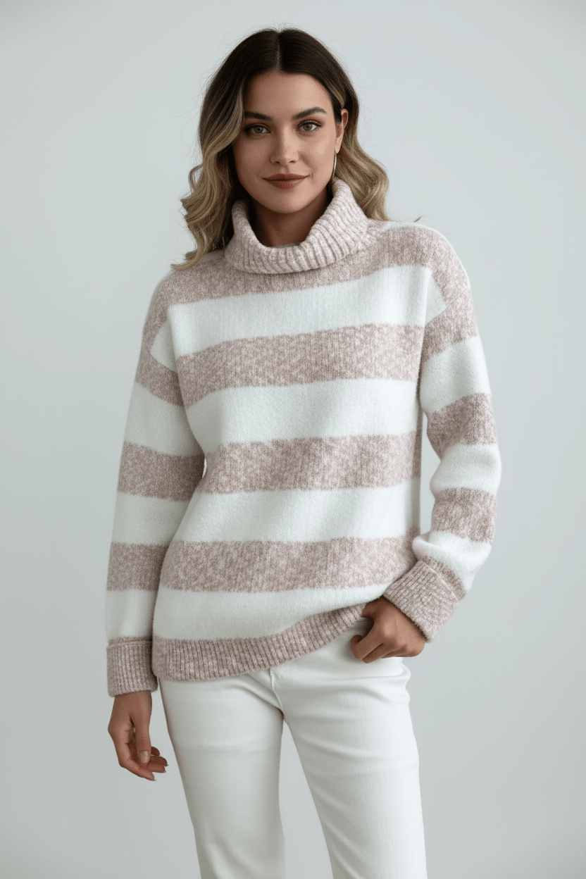 Classic Stripe Crew Neck Sweater - VogeLuxe