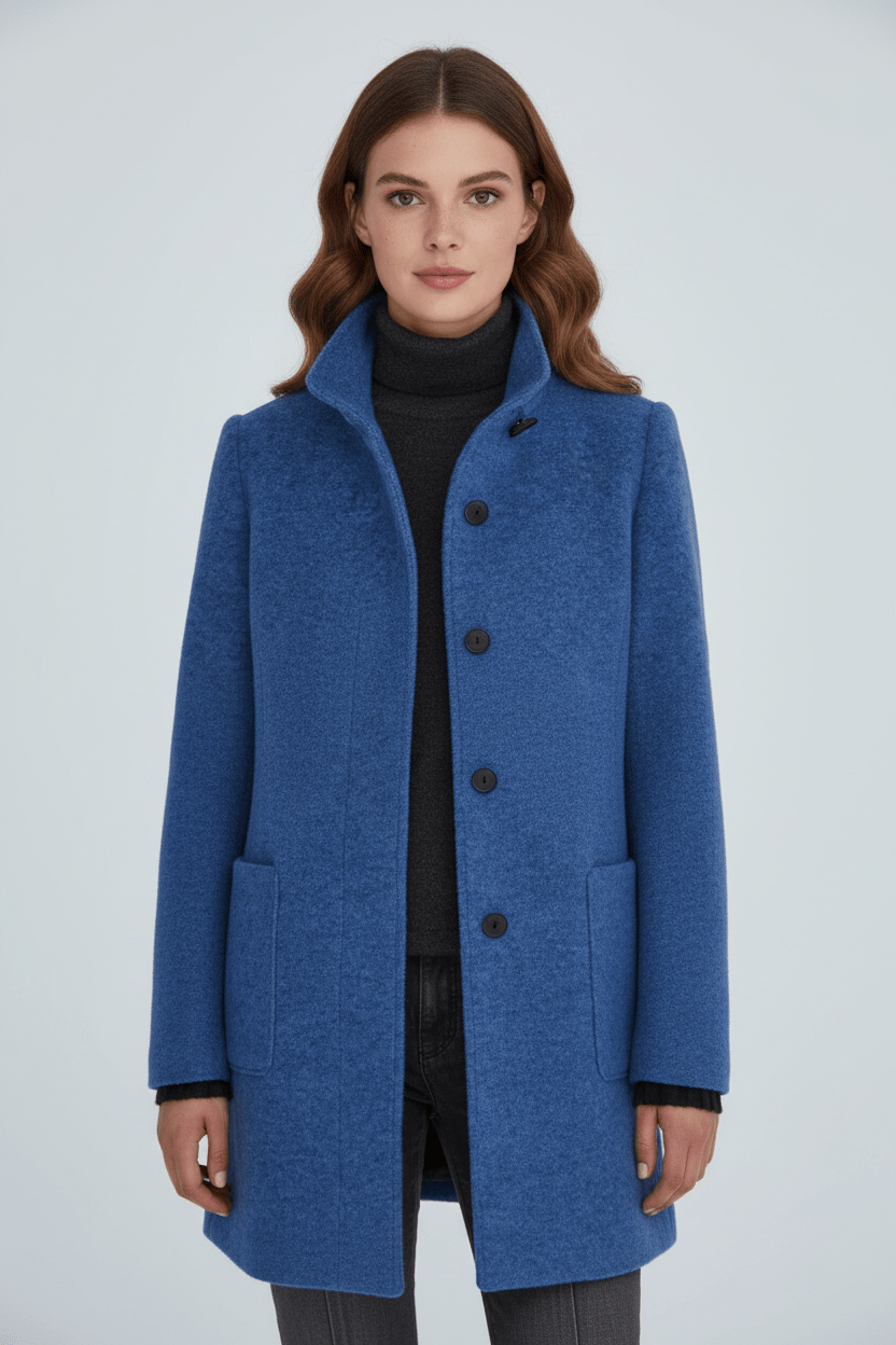 Classic Crew Neck Wool Coat - Warm and Sophisticated