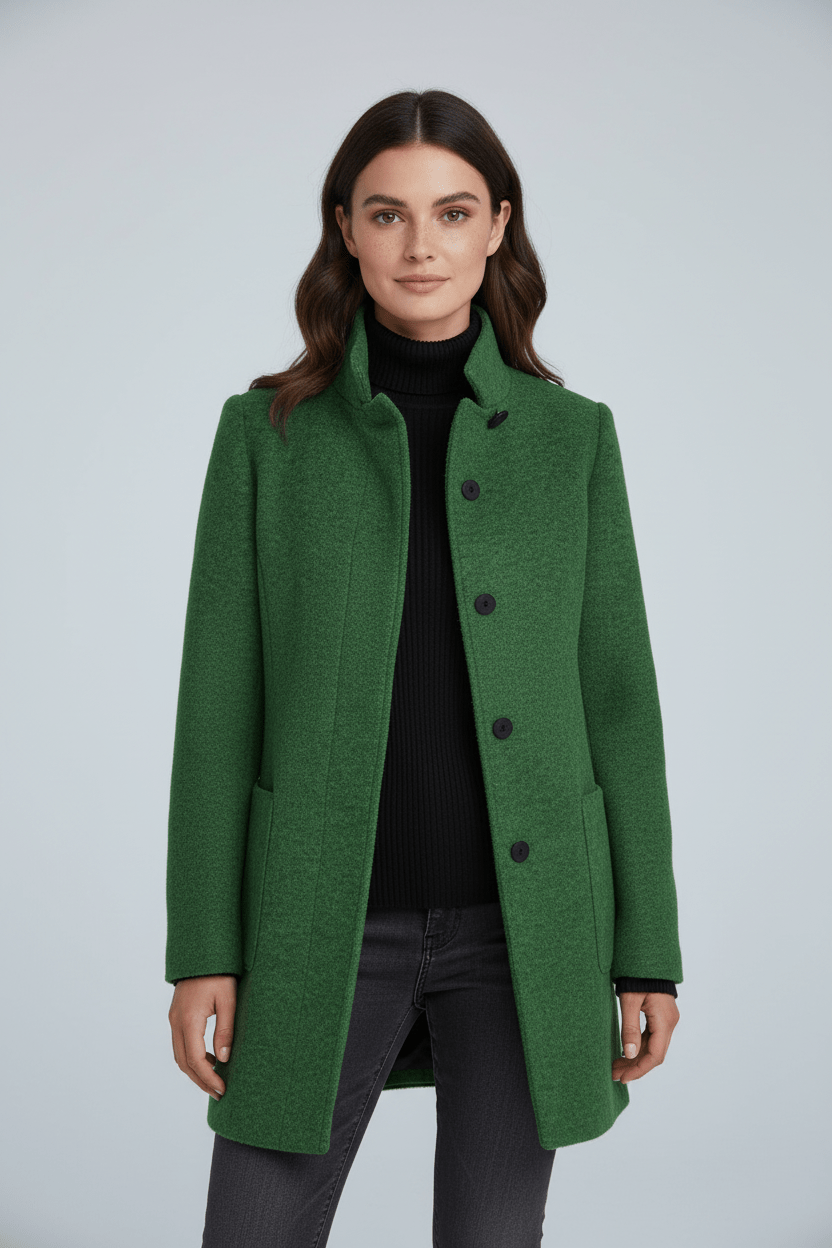 Classic Crew Neck Wool Coat - Warm and Sophisticated