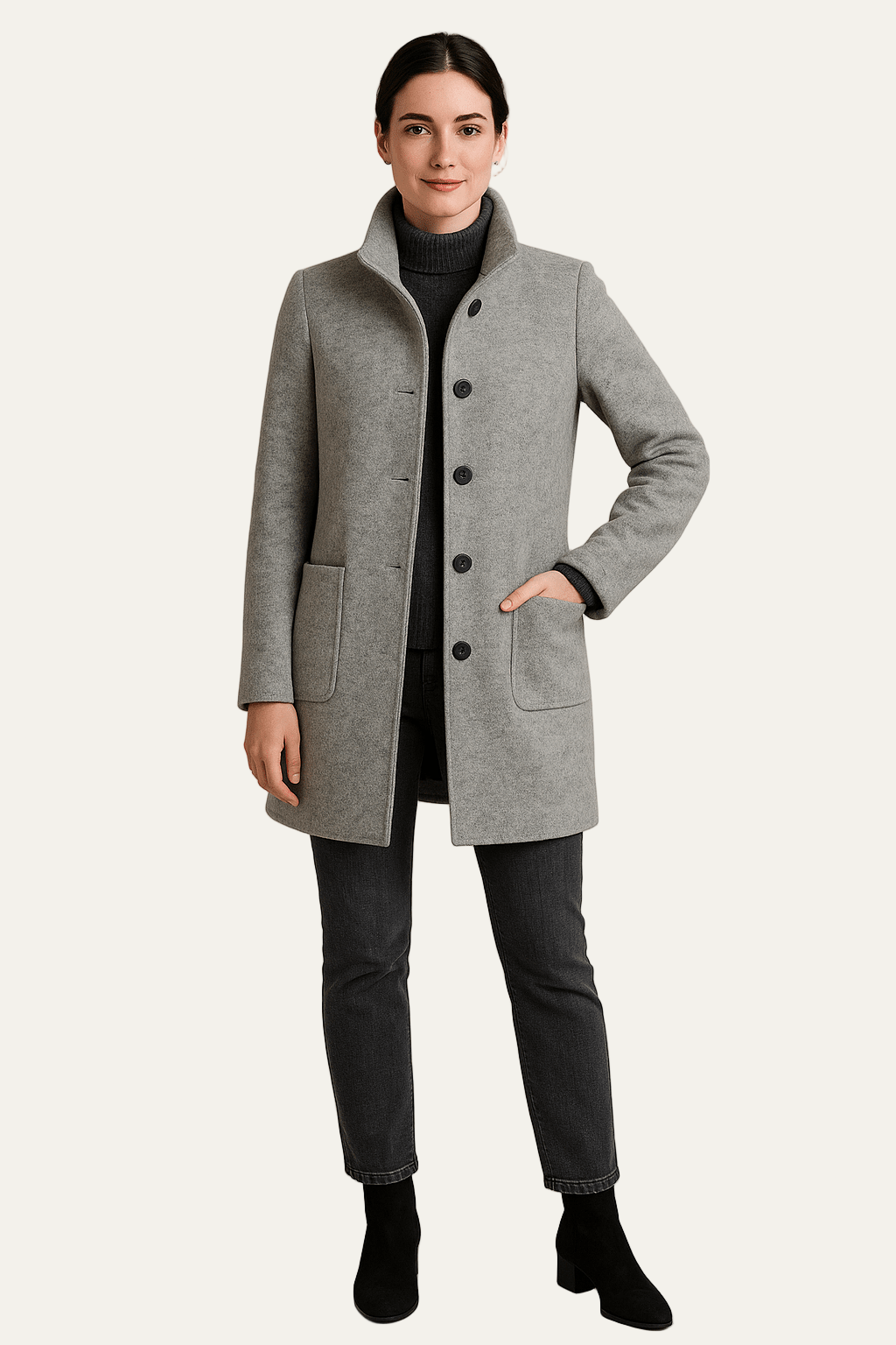 VogeLuxe | Women’s Stand Collar Single Breasted Coat