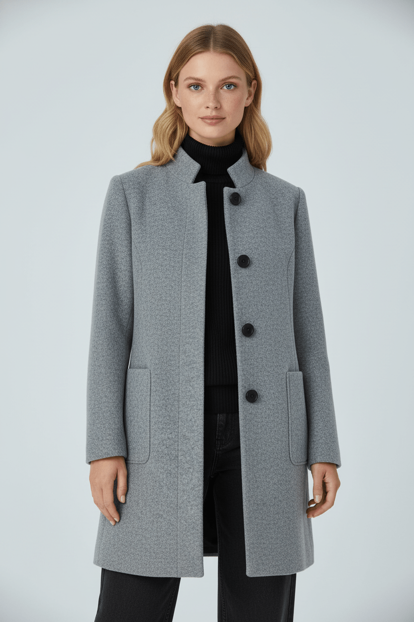Classic Crew Neck Wool Coat - Warm and Sophisticated - VogeLuxe