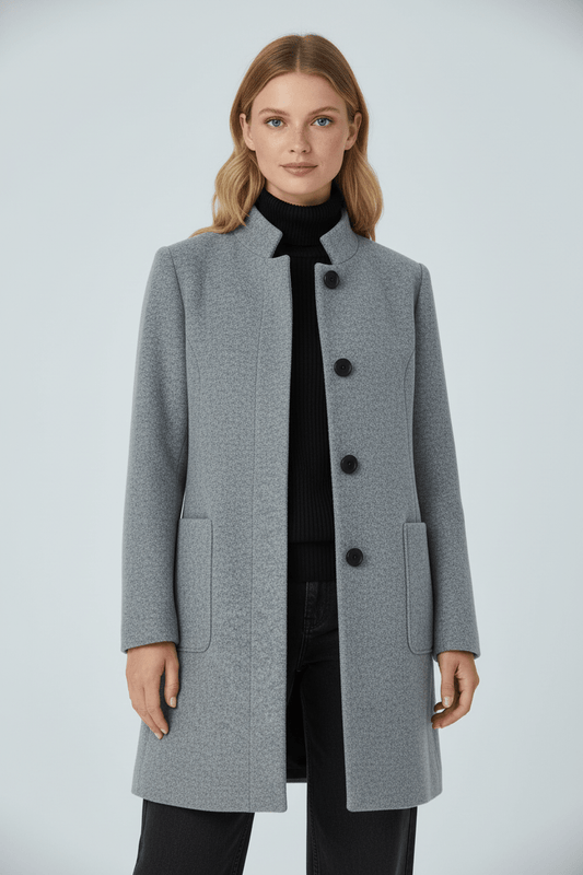 Classic Crew Neck Wool Coat - Warm and Sophisticated - VogeLuxe