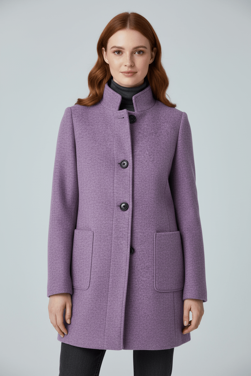 Classic Crew Neck Wool Coat - Warm and Sophisticated