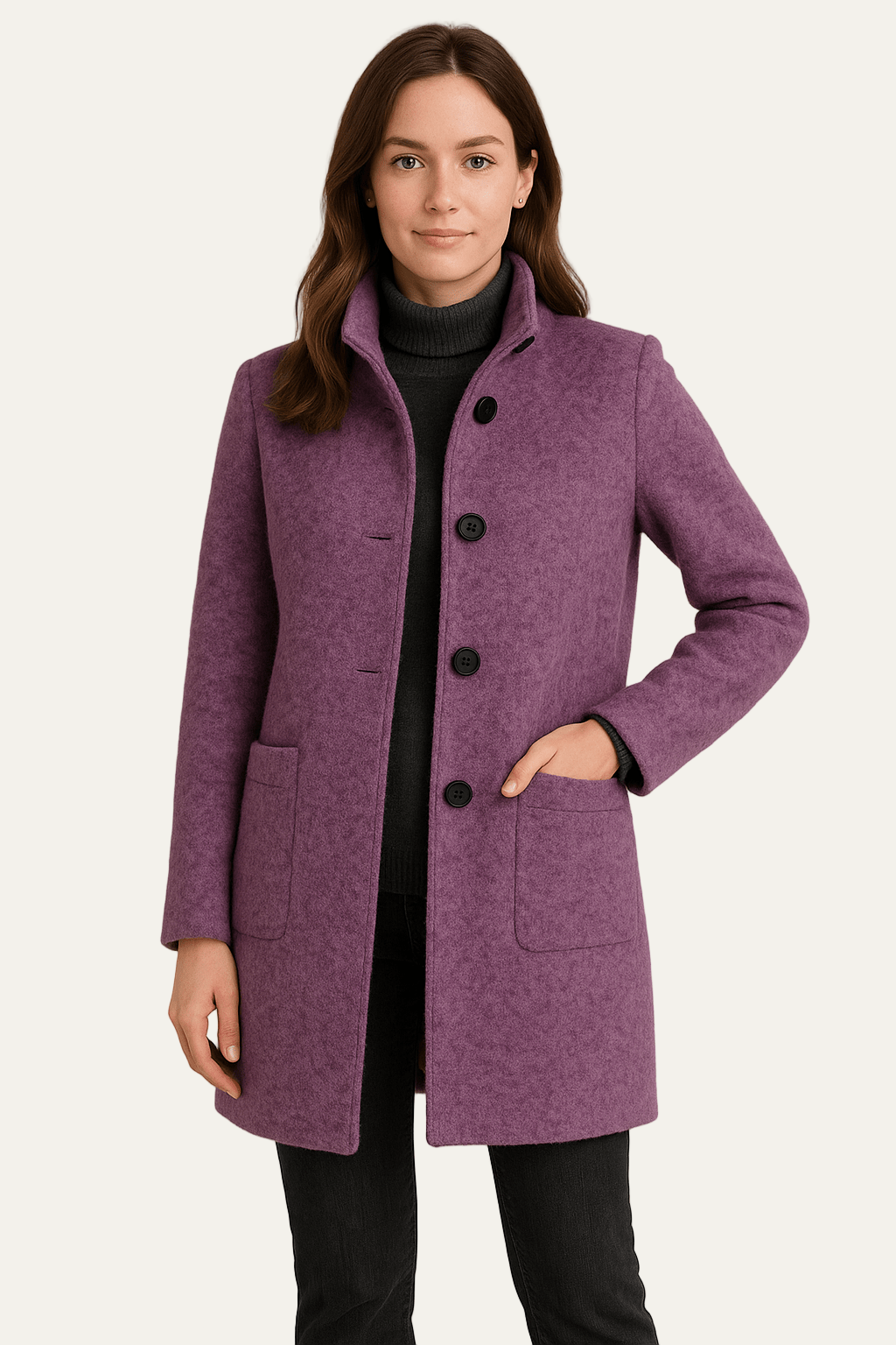VogeLuxe | Women’s Stand Collar Single Breasted Coat