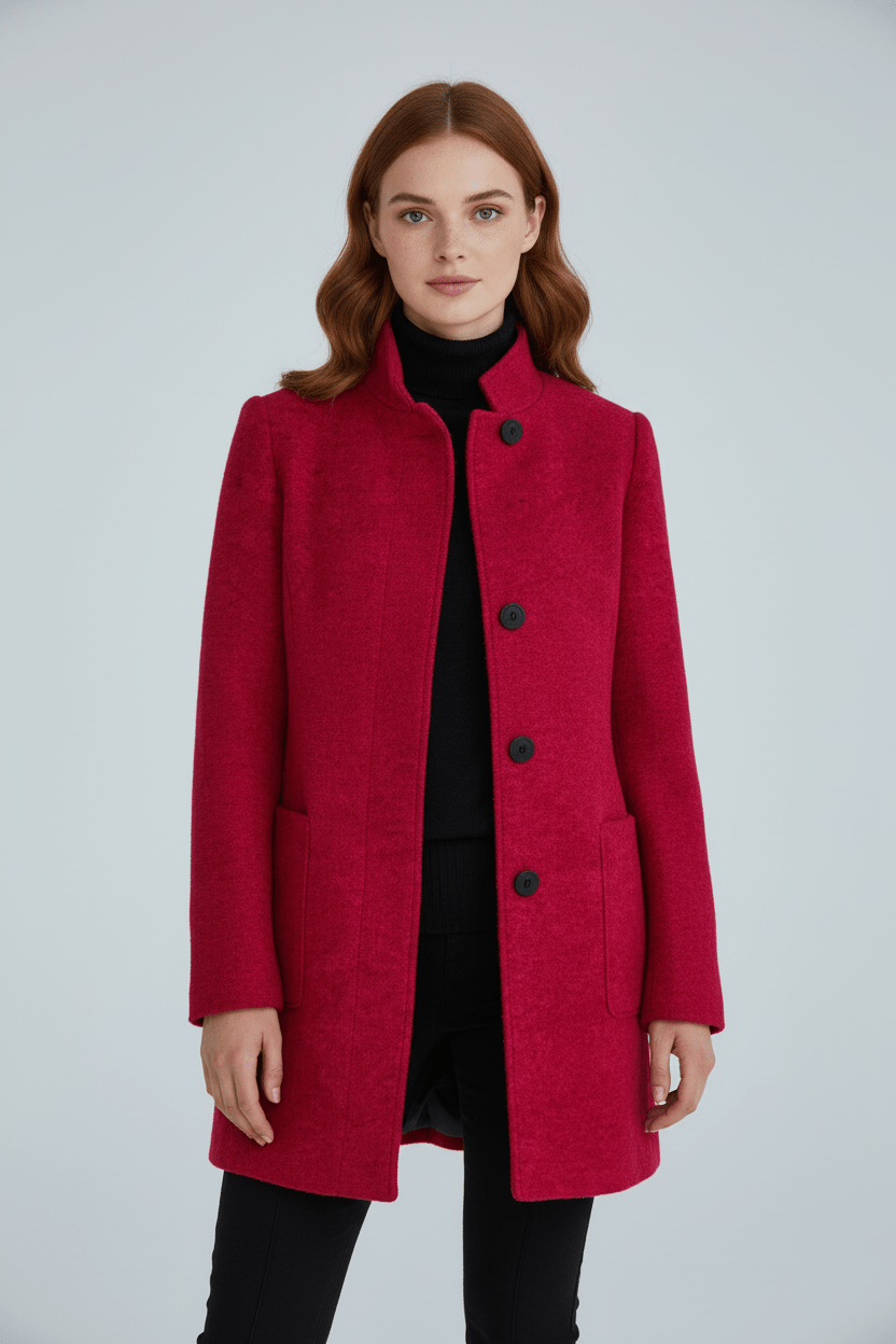 Classic Crew Neck Wool Coat - Warm and Sophisticated