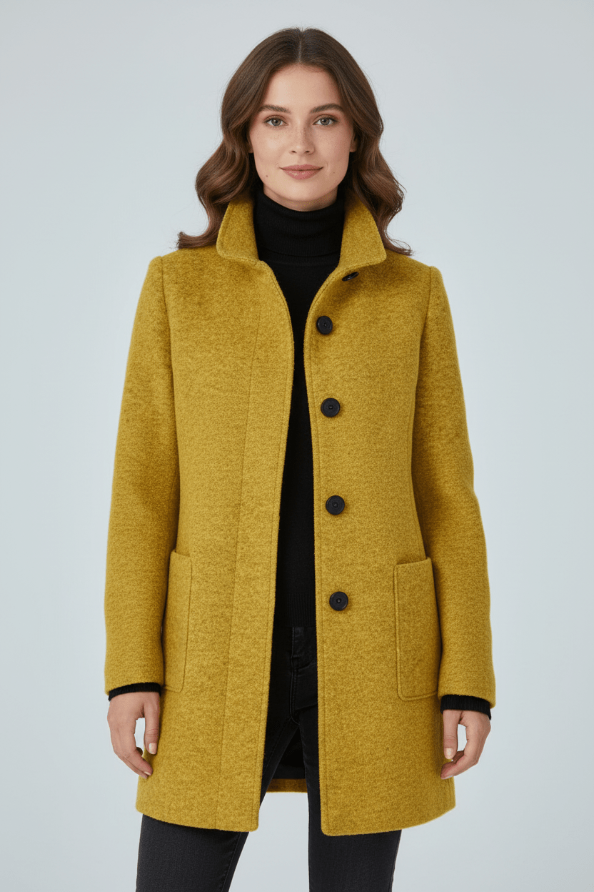 Classic Crew Neck Wool Coat - Warm and Sophisticated