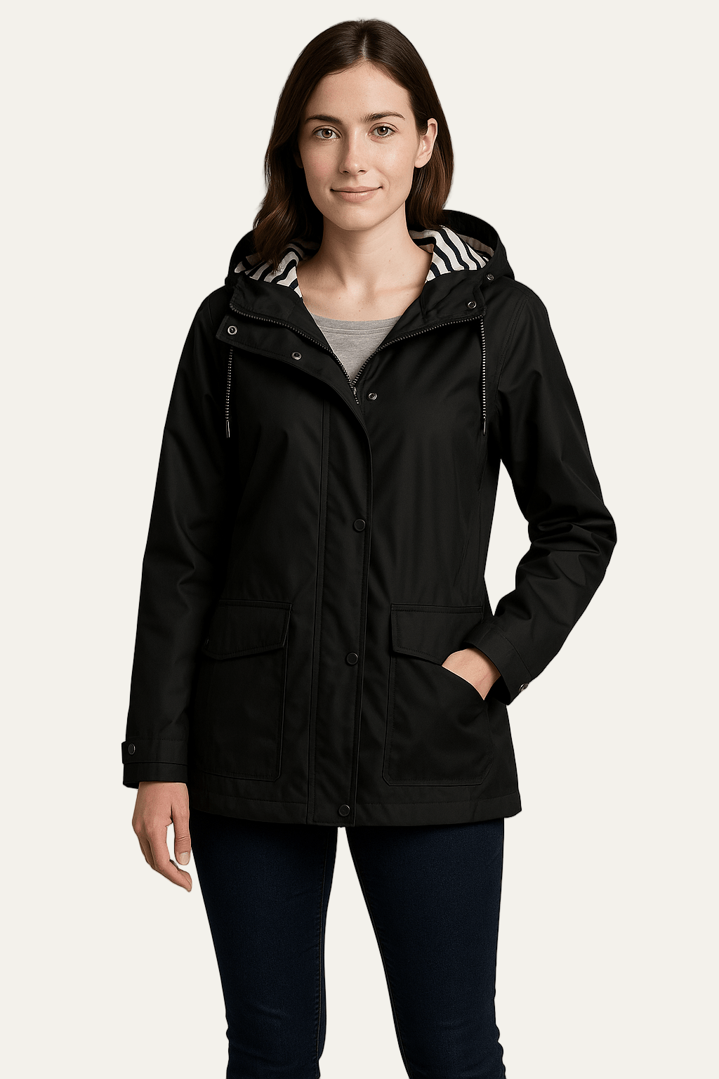 VogeLuxe | Women’s Mid Length Raincoat with Detachable Hood