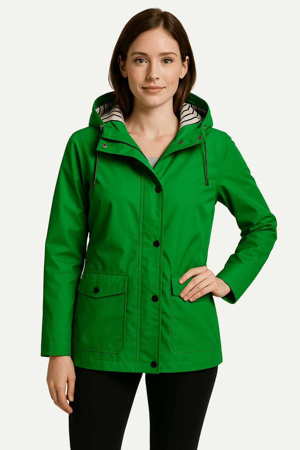 VogeLuxe | Women’s Mid Length Raincoat with Detachable Hood