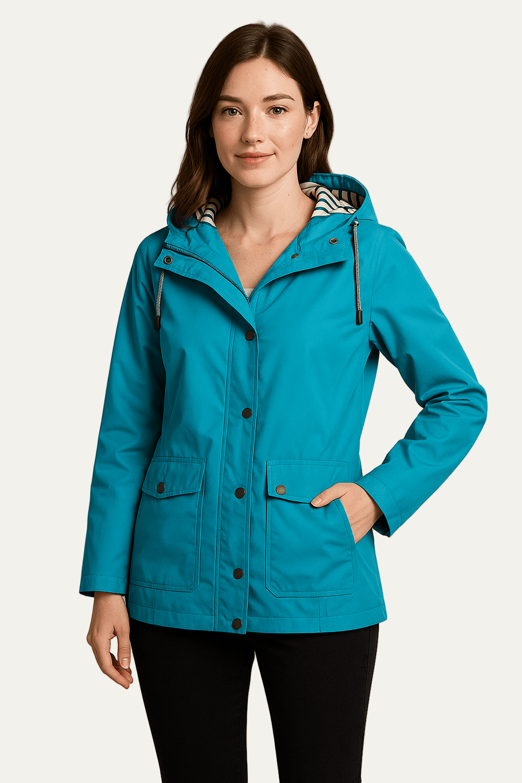 VogeLuxe | Women’s Mid Length Raincoat with Detachable Hood