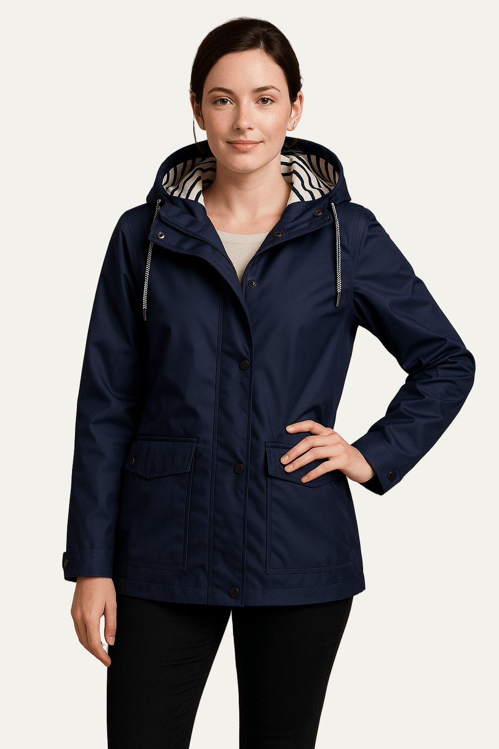 VogeLuxe | Women’s Mid Length Raincoat with Detachable Hood
