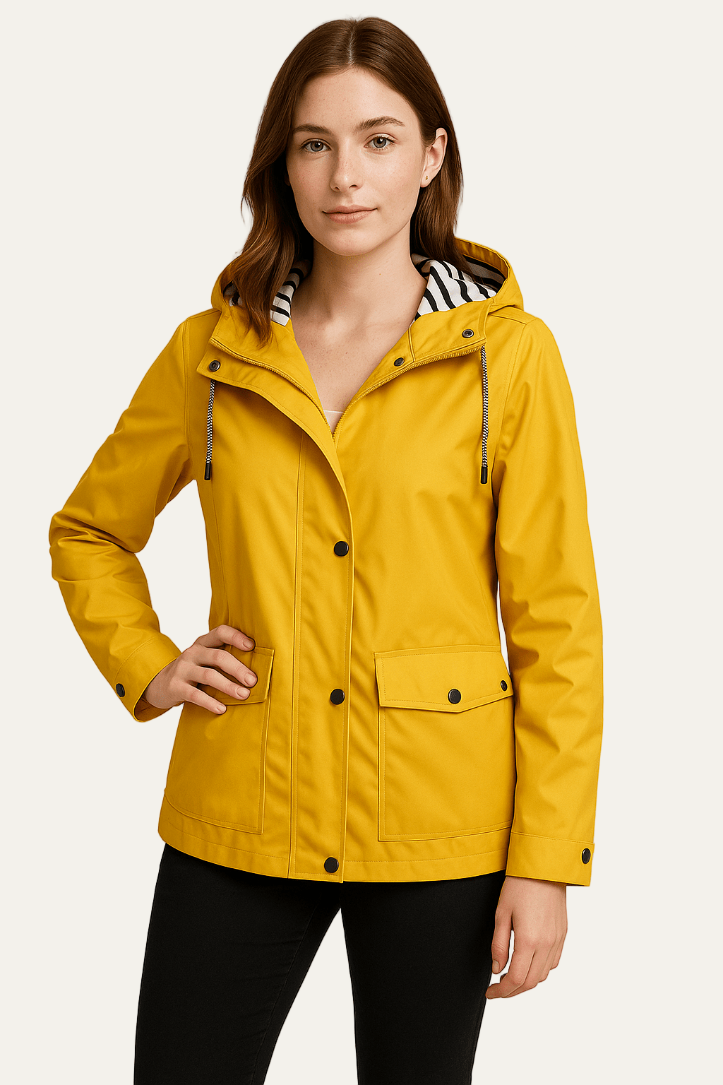 VogeLuxe | Women’s Mid Length Raincoat with Detachable Hood