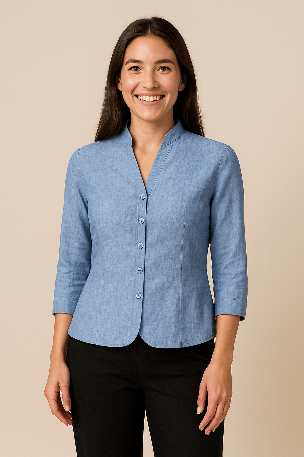 Feminine Classic Fit Button Front Shirt - VogeLuxe